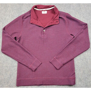 Marine Layer Shirt Mens Medium Red Maroon Long Sleeve Henley Sweater Casual